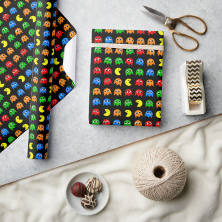 Pixel Ghost Arcade Gamer Birthday Design Cadeaupapier