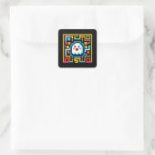 Pixel Ghost Maze - Retro Arcade-geïnspireerde gami Vierkante Sticker (Tas)