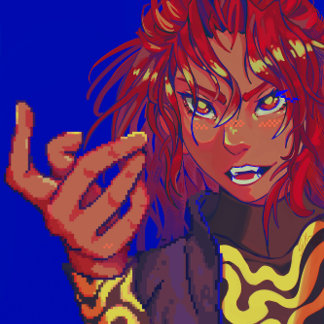 Pixel girl vierkante button 5,1 cm