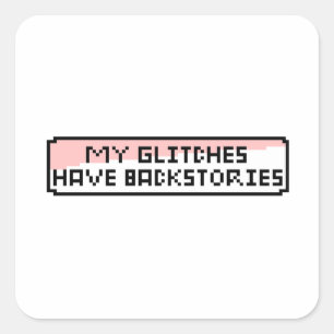 Pixel Glitch Chat – Grappige Retro Gamer Vierkante Sticker