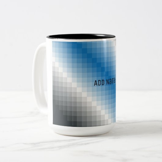 Pixel gris bleu Mug personnalisé (Devant gauche)