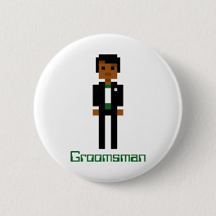 Pixel Groomsman 2 Ronde Button 5,7 Cm