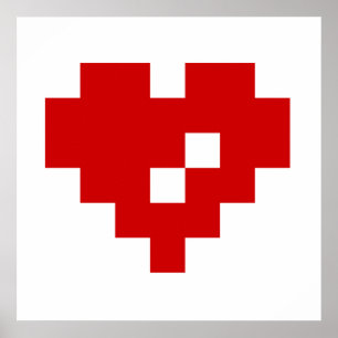 Pixel Hart 8 Bit Liefde Poster
