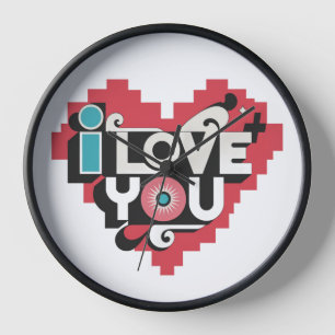 Pixel Hart Ik Hou Van Jou Retro Typografie