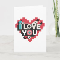 Pixel Hart Ik Hou Van Jou Retro Typografie 