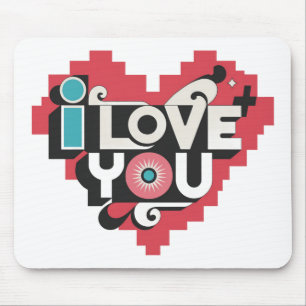 Pixel Hart Ik Hou Van Jou Retro Typografie Muismat
