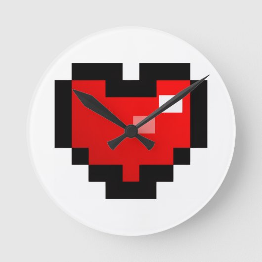 PIXEL HART RONDE KLOK (Voorkant)