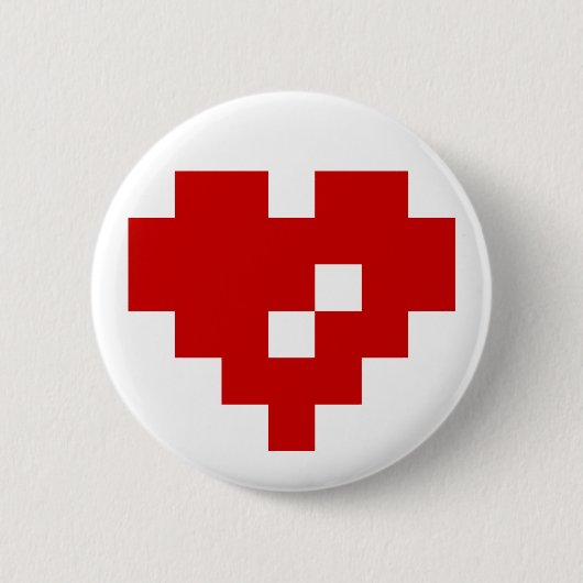 Pixel Heart 8 Bit Love Ronde Button 5,7 Cm (Voorkant)