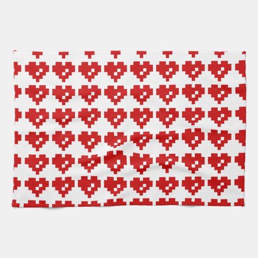 Pixel Heart 8 Bit Love Theedoek (Horizontaal)