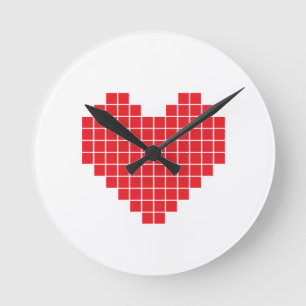 Pixel Heart Ronde Klok