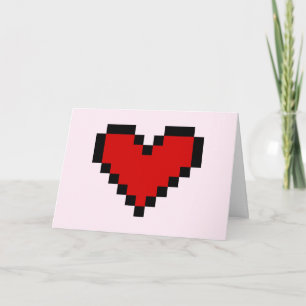 Pixel heart valentine card feestdagen kaart