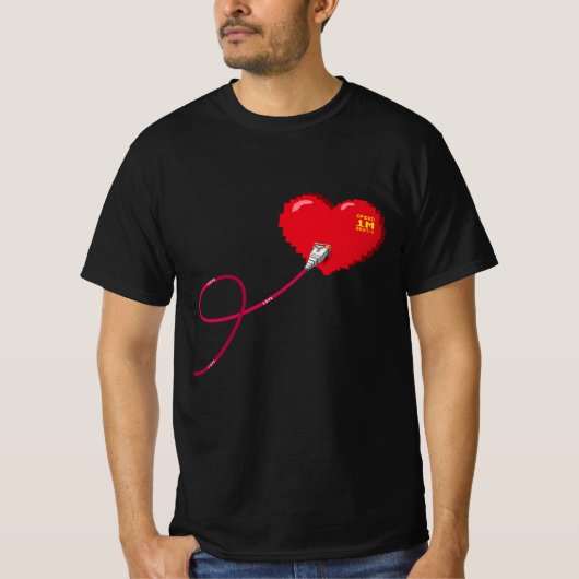 Pixel Hearts aangesloten Matching paar outfit link T-shirt (Voorkant)