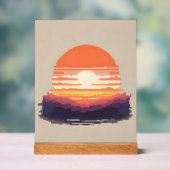 Pixel Horizon: A Retro Sunset Acryl Bord (Neutraal)