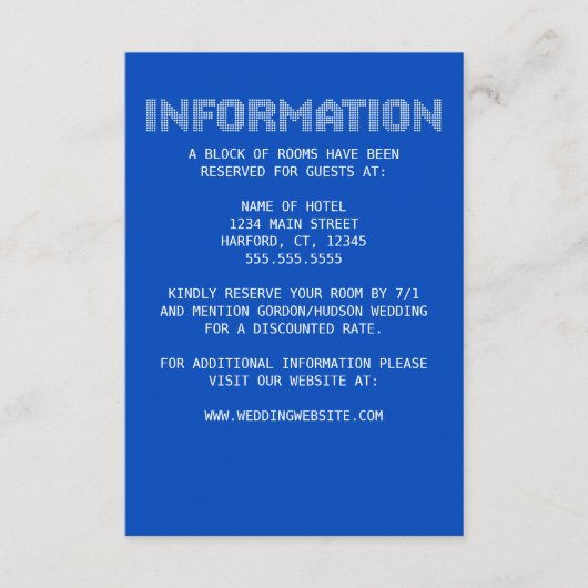 Pixel "Information" Mariage carte de boîtier (Devant)