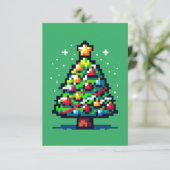 Pixel kerstboom - Retro feestelijke vakantie Kaart (Staand voorkant)