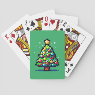 Pixel Kerstboom - Retro Kerstfeest Pokerkaarten