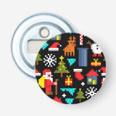 Pixel Kerstmis Button Flesopener (Voorkant)