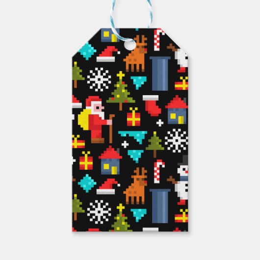 Pixel Kerstmis Cadeaulabel (Voorkant)