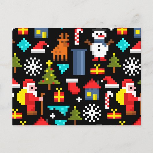 Pixel Kerstmis Feestdagenkaart (Voorkant)