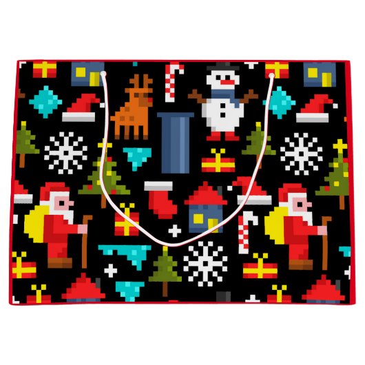 Pixel Kerstmis Groot Cadeauzakje (Voorkant)