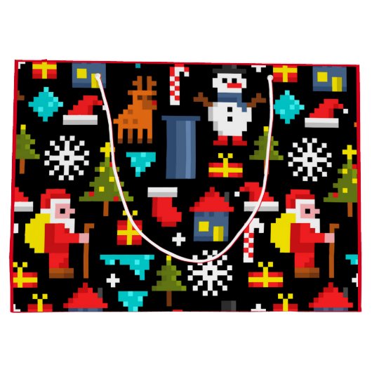 Pixel Kerstmis Groot Cadeauzakje (Achterkant)