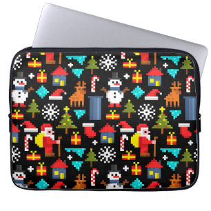 Pixel Kerstmis Laptop Sleeve