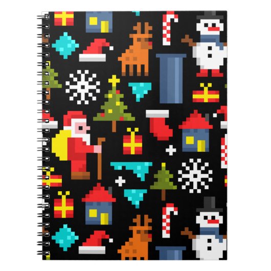 Pixel Kerstmis Notitieboek (Voorkant)