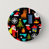 Pixel Kerstmis Ronde Button 5,7 Cm (Voorkant)
