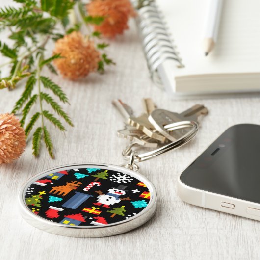 Pixel Kerstmis Sleutelhanger (Zijkant)