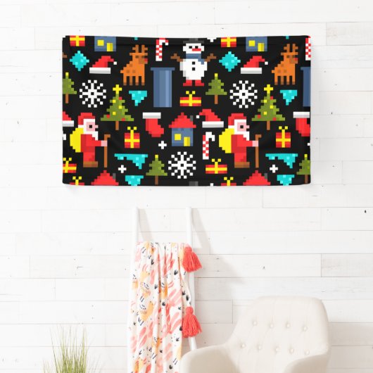 Pixel Kerstmis Spandoek (Insitu)