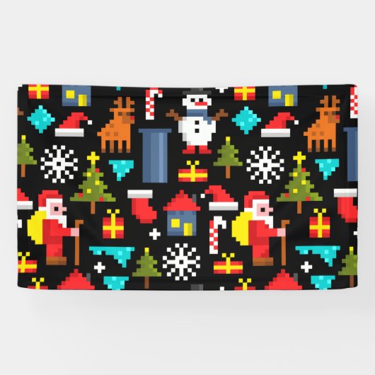 Pixel Kerstmis Spandoek (Horizontaal)