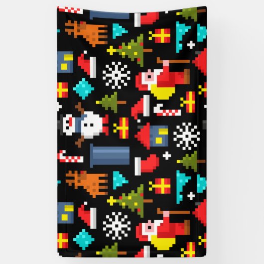Pixel Kerstmis Spandoek (Verticaal)