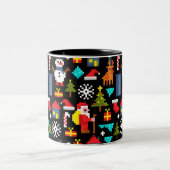 Pixel Kerstmis Tweekleurige Koffiemok (Center)