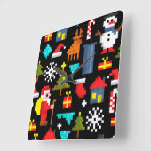 Pixel Kerstmis Vierkante Klok (Hoek)
