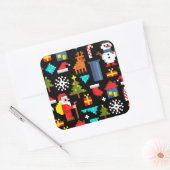 Pixel Kerstmis Vierkante Sticker (Envelop)