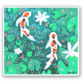 Pixel koi vijver kunst sticker (Voorkant)
