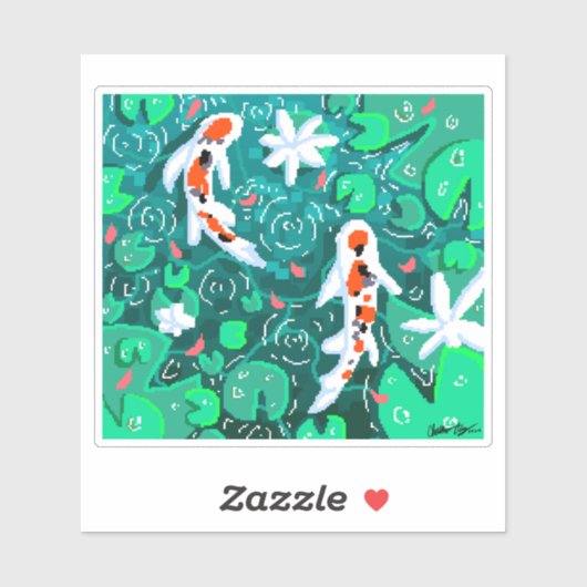 Pixel koi vijver kunst sticker (Vel)