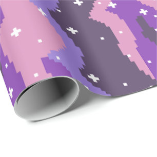 Pixel Kosmische Golven met Sterren Patroon Cadeaupapier