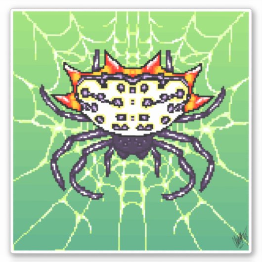 Pixel krab spin art sticker (Voorkant)