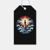 Pixel Lighthouse - Ocean Waves & Coastal Beacon Cadeaulabel (Voorkant)