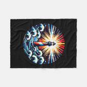 Pixel Lighthouse - Ocean Waves & Coastal Beacon Fleece Deken (Voorkant (Horizontaal))