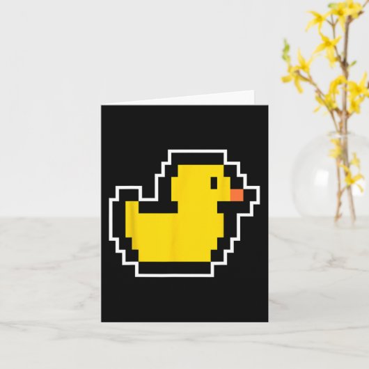 Pixel Little Duck 80s Videogame Halloween Kostuum Kaart (Gele Bloem)