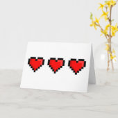 Pixel Love Hearts Personalized Kaart (Gele Bloem)