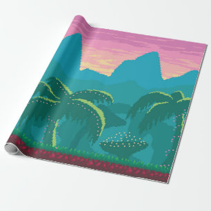 Pixel maakt naadloos landschap met tropen. Vi Cadeaupapier