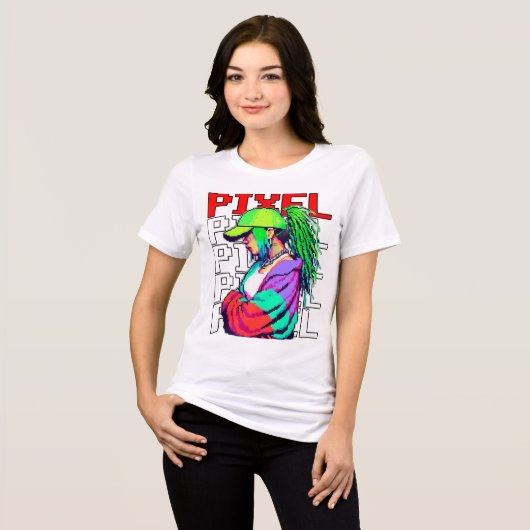 Pixel meisje tuff Tri-Blend shirt (Voorkant volledig)