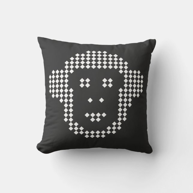 Pixel Monkey Diamant Embleem Kussen (Voorkant)