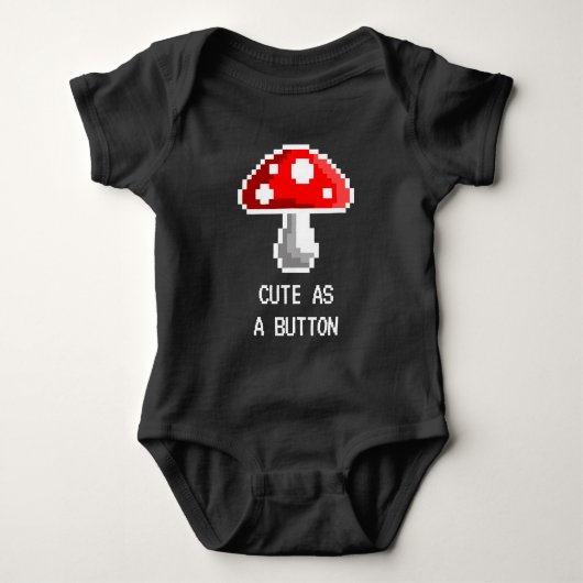 Pixel Mushroom Baby Bodysuit (donker) (Voorkant)