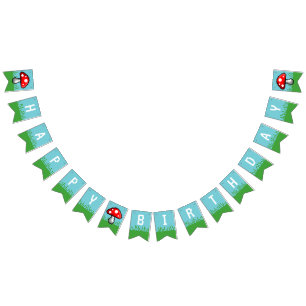 Pixel Mushroom Birthday Bunting Banner