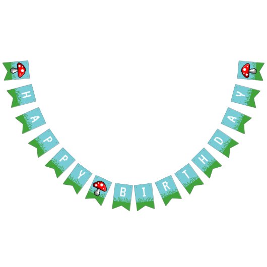 Pixel Mushroom Birthday Bunting Banner (Alle)