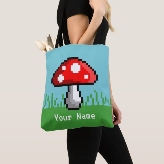 Pixel Mushroom Canvas tas (Dichtbij)